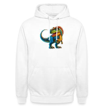 Dinosaurier - Unisex Hoodie - Weiß - Vorne - AI Model Male 185 dark (185cm) & AI Model Female 172 dark (172cm)