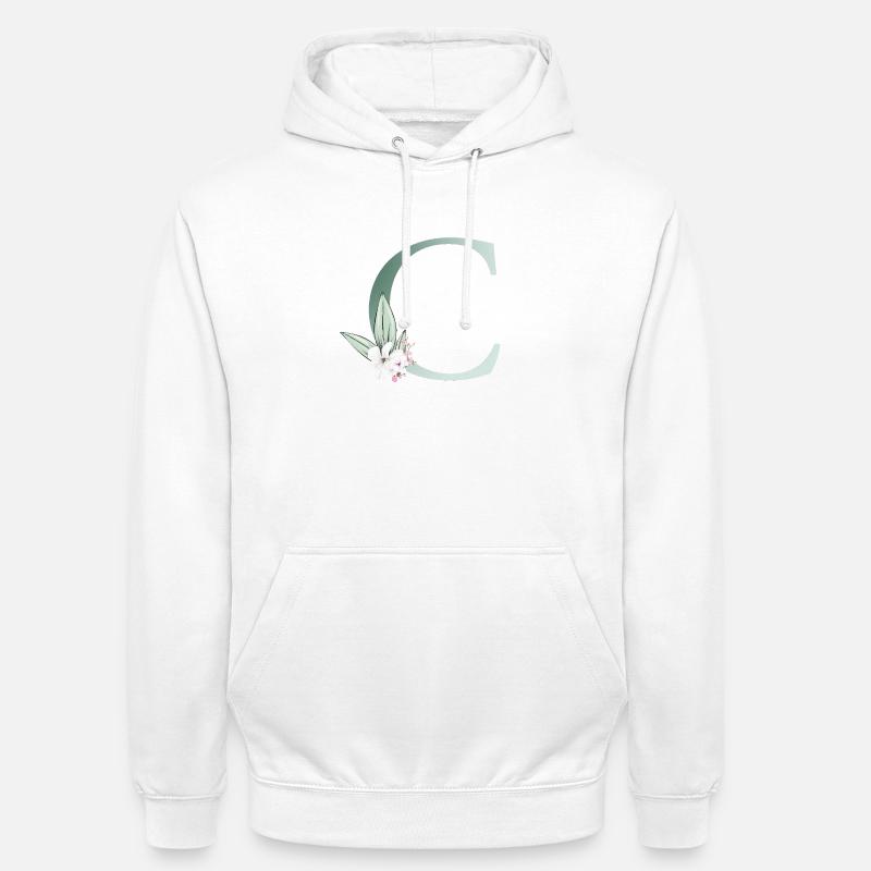 C Monogram, Floral, Customizable - Unisex Hoodie - white