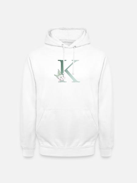 K Monogram, Floral, Personalizable - Unisex Hoodie - white