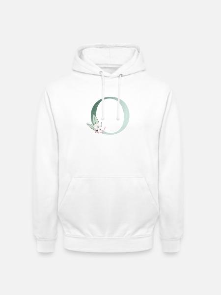 O Monogram, Floral, Customizable - Unisex Hoodie - white
