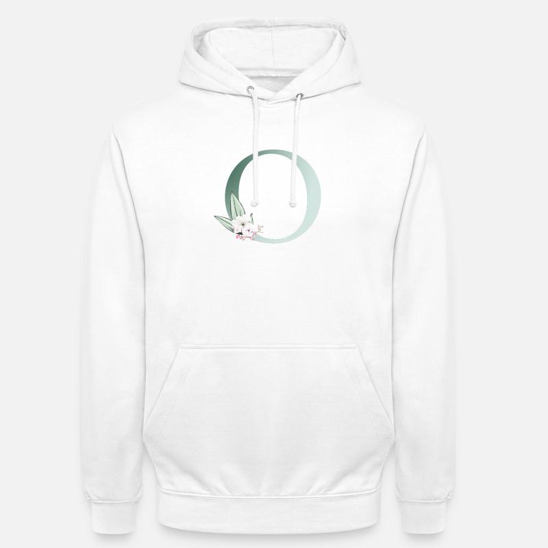 O Monogram, Floral, Customizable - Unisex Hoodie - white