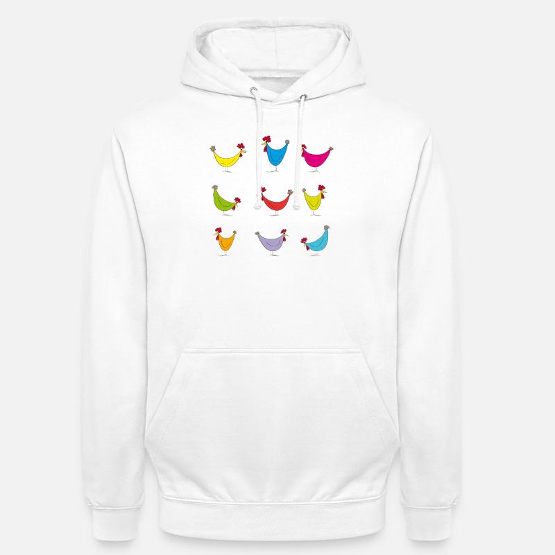 Colorful Chickens Cheerful Pattern - Unisex Hoodie - white