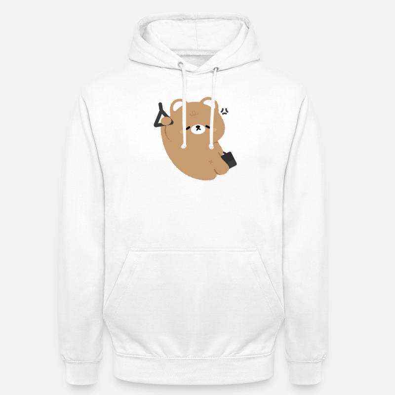 Orso kawaii stanco - Felpa con cappuccio unisex - bianco