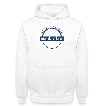 Wappen des Bundesstaates West Virginia - Unisex Hoodie - Weiß - Vorne - AI Model Male 185 dark (185cm) & AI Model Female 172 dark (172cm)