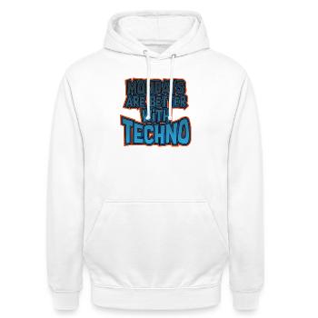 Montags ist besser mit Techno - Unisex Hoodie - Weiß - Vorne - AI Model Male 185 dark (185cm) & AI Model Female 172 dark (172cm)
