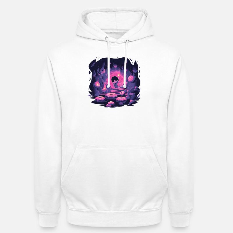 Neon Mäusehöhle mit Donuts - Unisex Hoodie - Weiß