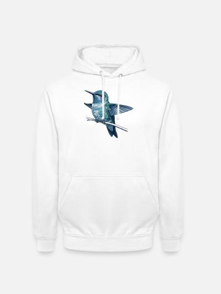 Kolibri im Aquarellschimmer - Unisex Hoodie - Weiß