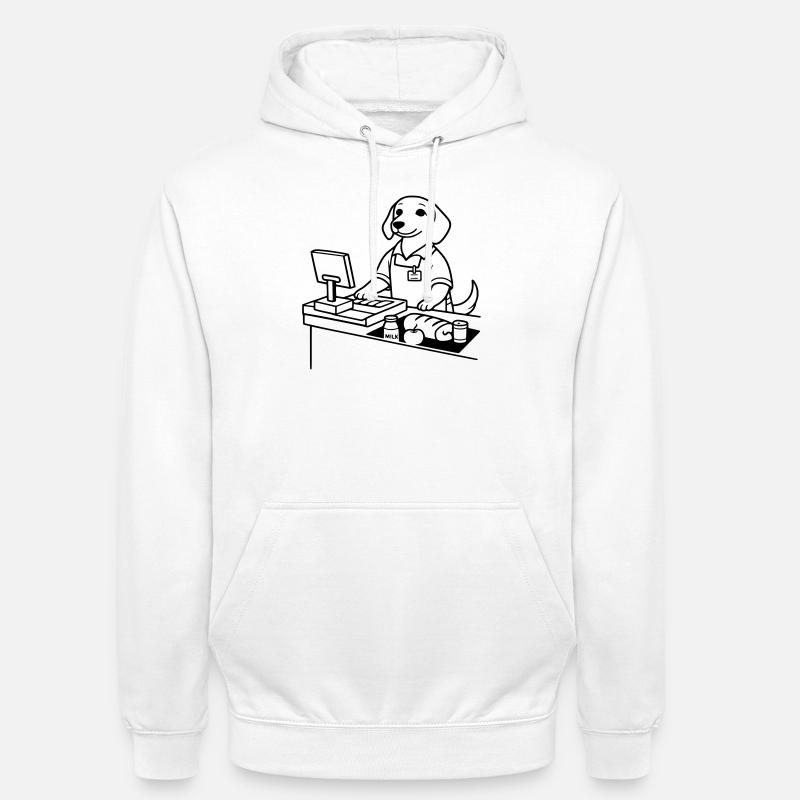 Caissière de chiens de supermarché - Sweat-shirt à capuche unisexe - blanc
