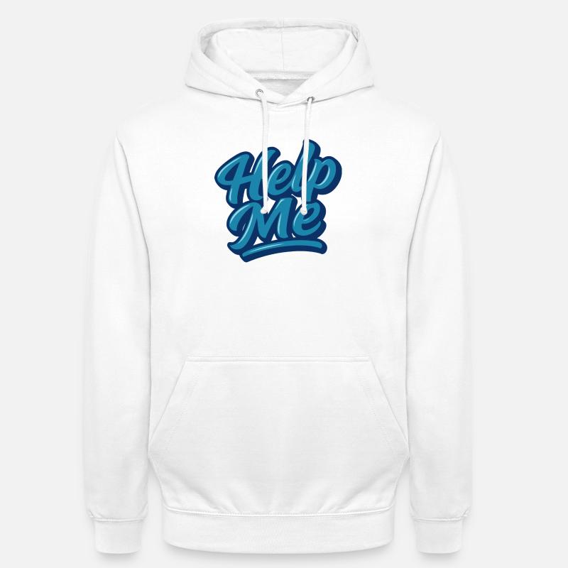Help Me Blue Script Logo - Sweat-shirt à capuche unisexe - blanc