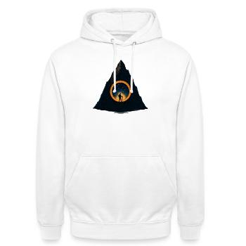 Sternenpfad am Bergkegel Portal - Unisex Hoodie - Weiß - Vorne - AI Model Male 185 dark (185cm) & AI Model Female 172 dark (172cm)