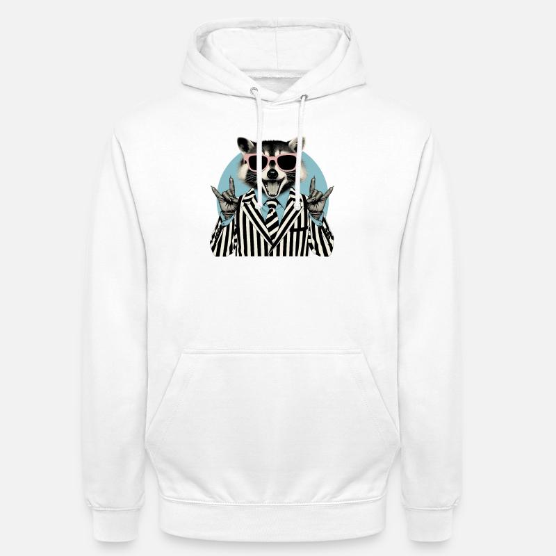 Raton laveur berçant en costume rayé - Sweat-shirt à capuche unisexe - blanc