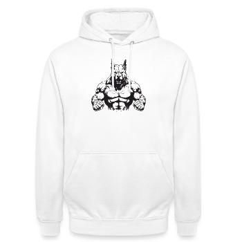 Culturisme canin - Sweat-shirt à capuche unisexe - blanc - Devant - AI Model Male 185 dark (185cm) & AI Model Female 172 dark (172cm)