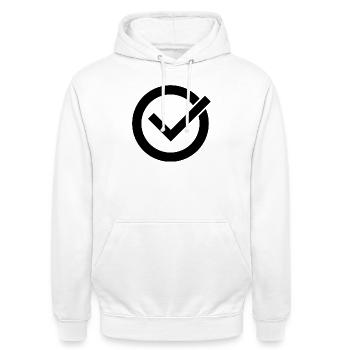 Kreuzzeichen - Unisex Hoodie - Weiß - Vorne - AI Model Male 185 dark (185cm) & AI Model Female 172 dark (172cm)