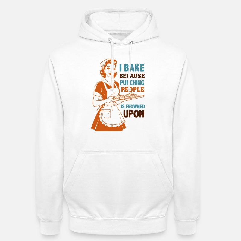 Backenwitz Retro Kitchen Saying: Baking instead of beating - Unisex Hoodie - white