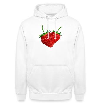 Erdbeeren - Unisex Hoodie - Weiß - Vorne - AI Model Male 185 dark (185cm) & AI Model Female 172 dark (172cm)