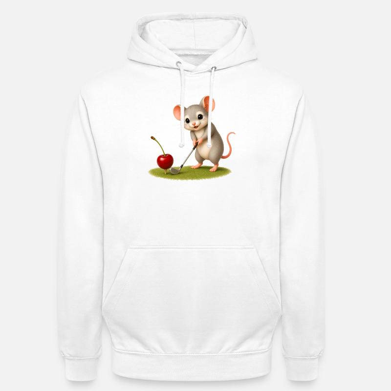 Cute mouse playing golf - Unisex Hoodie - white