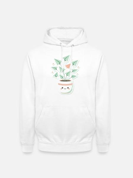 Papierflug-Pflanzentopf - Unisex Hoodie - Weiß