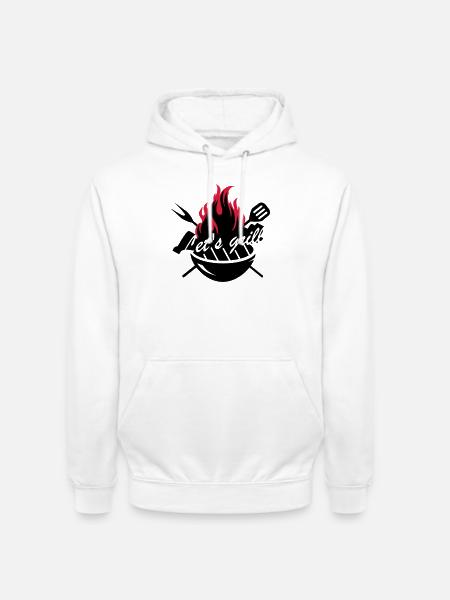 A grill with barbecue utensils - Unisex Hoodie - white