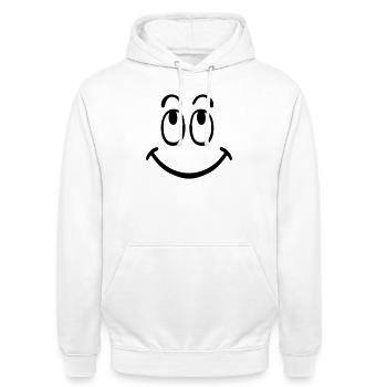 smiley - Unisex Hoodie - Weiß - Vorne - AI Model Male 185 dark (185cm) & AI Model Female 172 dark (172cm)