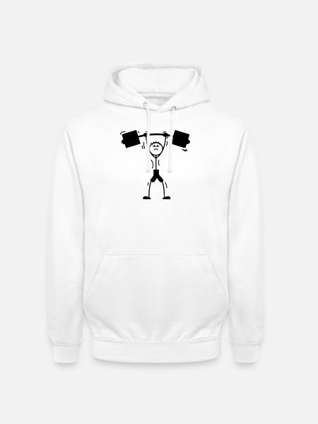 Gewichtheber-Logo, Emblem - Unisex Hoodie - Weiß