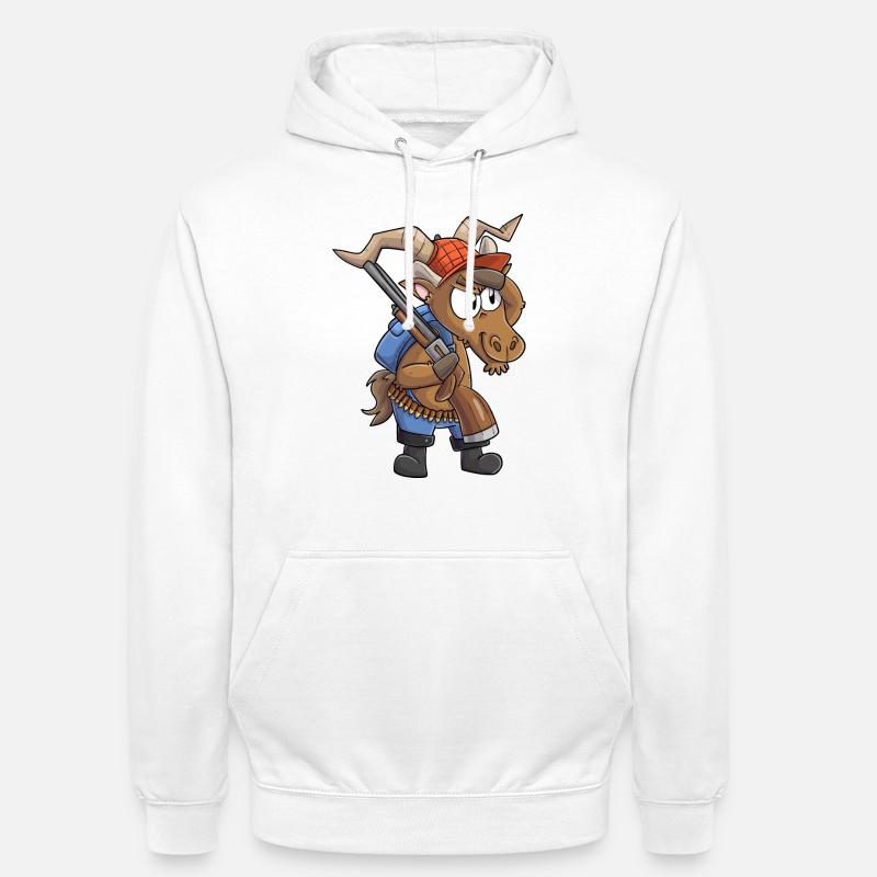 Steinbock Jäger / Steinbock mit Jagdgewehr - Unisex Hoodie - Weiß