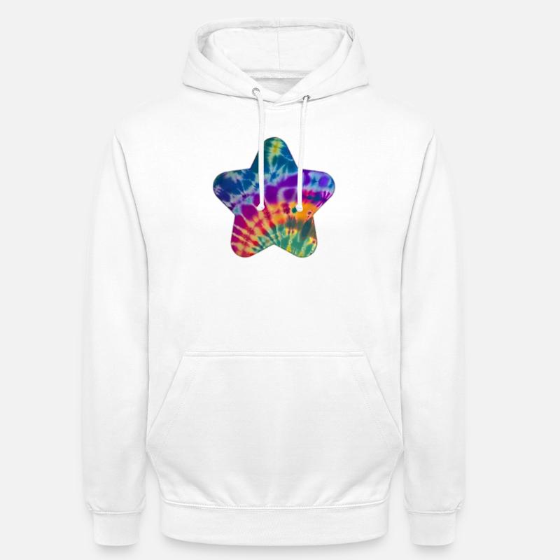 Groovy Tie Dye Star - Sweat-shirt à capuche unisexe - blanc