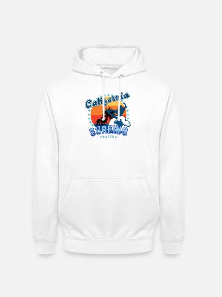 California surfing in Malibu. - Unisex Hoodie - white