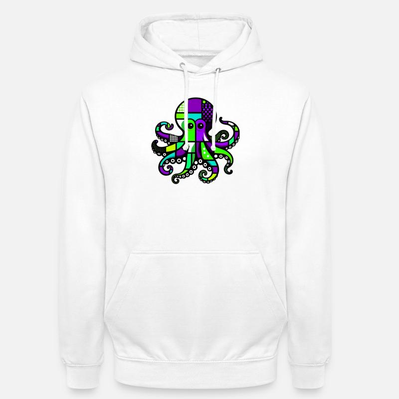 Pieuvre - Sweat-shirt à capuche unisexe - blanc