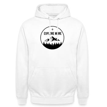 Explorer - Unisex Hoodie - white - Front - AI Model Male 185 dark (185cm) & AI Model Female 172 dark (172cm)