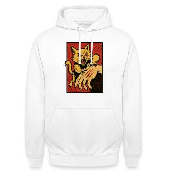 Crimson Claw Cat Assault - Unisex Hoodie - white - Front - AI Model Male 185 dark (185cm) & AI Model Female 172 dark (172cm)
