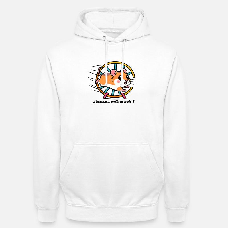Hamster qui court dans sa roue - Sweat-shirt à capuche unisexe - blanc