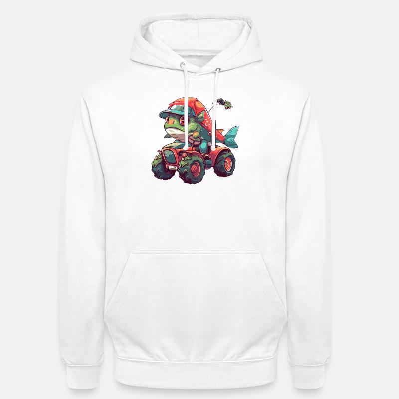 Éleveur de tracteurs de poissons Piranha - Sweat-shirt à capuche unisexe - blanc