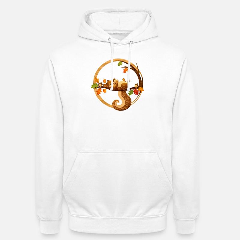 Écureuil endormi dans le cercle d’automne - Sweat-shirt à capuche unisexe - blanc