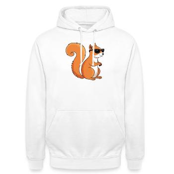 Écureuil chic lunettes de soleil - Sweat-shirt à capuche unisexe - blanc - Devant - AI Model Male 185 dark (185cm) & AI Model Female 172 dark (172cm)