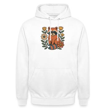Fuchs im Blumengarten - Unisex Hoodie - Weiß - Vorne - AI Model Male 185 dark (185cm) & AI Model Female 172 dark (172cm)