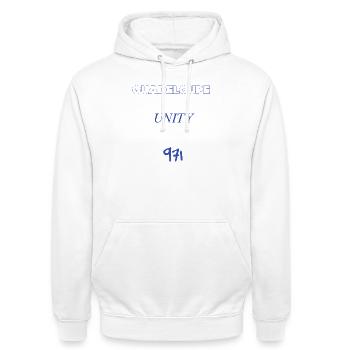 Guadeloupe - Unisex Hoodie - Weiß - Vorne - AI Model Male 185 dark (185cm) & AI Model Female 172 dark (172cm)