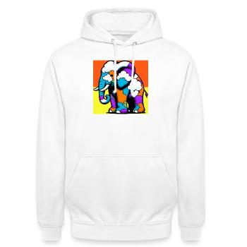 Elephant with Cloud and Clouds - Unisex Hoodie - white - Front - AI Model Male 185 dark (185cm) & AI Model Female 172 dark (172cm)