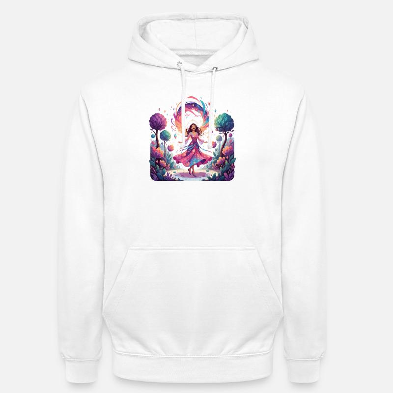 Prinsessens fargedans i den fortryllede skogen, danser - Unisex-hettegenser - hvit