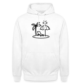 Strand - Unisex Hoodie - Weiß - Vorne - AI Model Male 185 dark (185cm) & AI Model Female 172 dark (172cm)