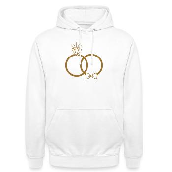 Eheringe - Unisex Hoodie - Weiß - Vorne - AI Model Male 185 dark (185cm) & AI Model Female 172 dark (172cm)