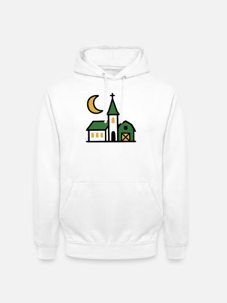Village Church Moon Artwork - Unisex Hoodie - white