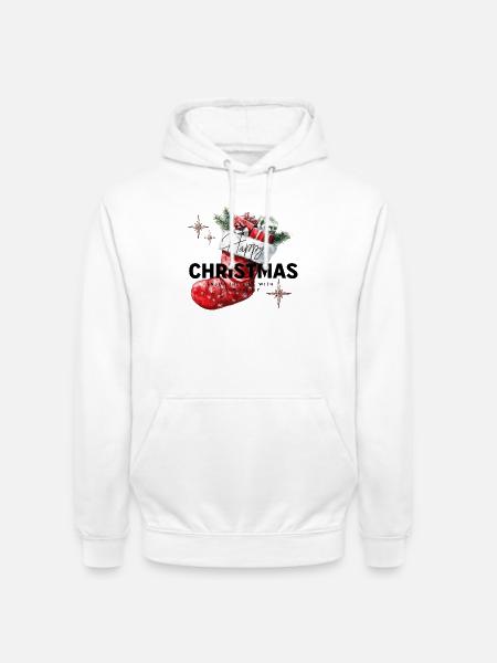 Happy Christmas - Stiefel - Unisex Hoodie - Weiß