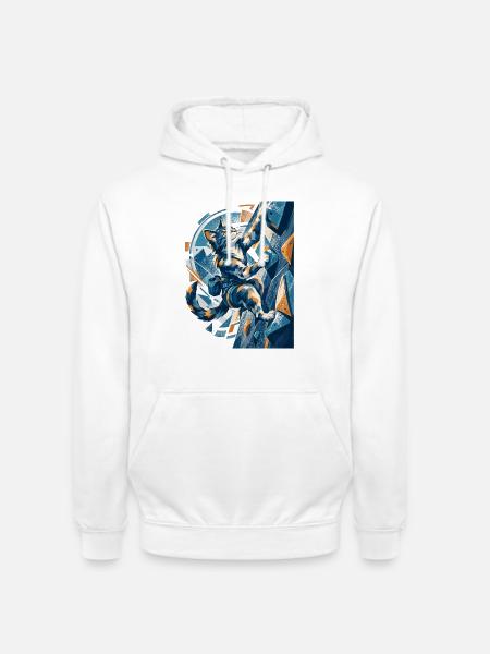 Abstrakte Boulder-Katze beim Klettern Design - Unisex Hoodie - Weiß