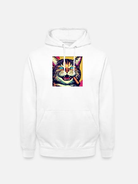 Chat Pop Art Fauve Fumeur - Sweat-shirt à capuche unisexe - blanc