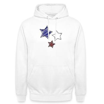 Colorful stars with dynamic tracings - Unisex Hoodie - white - Front - AI Model Male 185 dark (185cm) & AI Model Female 172 dark (172cm)