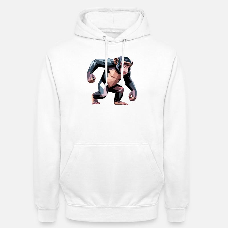 Monkey - Cool Low Poly Logo - Sweat-shirt à capuche unisexe - blanc