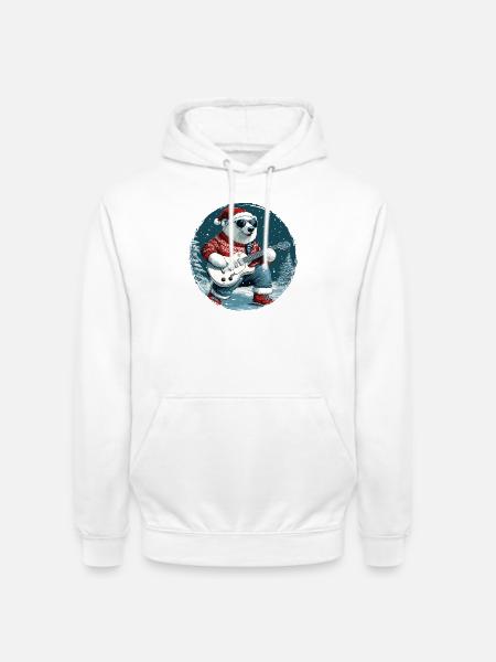 Polar Bear Christmas Guitar Polar Bear - Unisex Hoodie - white
