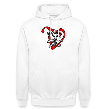 Buchstabe V Initiale - Unisex Hoodie - Weiß - Vorne - AI Model Male 185 dark (185cm) & AI Model Female 172 dark (172cm)