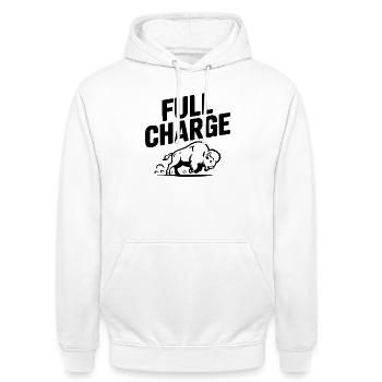 Full Charge - Unisex Hoodie - white - Front - AI Model Male 185 dark (185cm) & AI Model Female 172 dark (172cm)