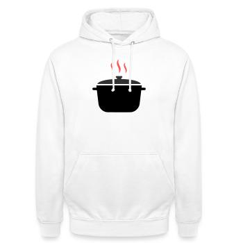 Kochtopf Dampf Kochen - Unisex Hoodie - Weiß - Vorne - AI Model Male 185 dark (185cm) & AI Model Female 172 dark (172cm)